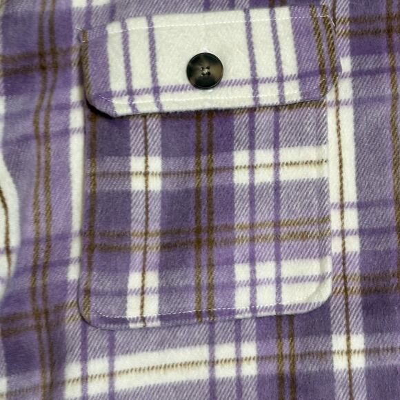 Forever 21 Plus Shacket Womens Size 2X Purple Brushed Plaid Wool Blend Jacket - Picture 3 of 11